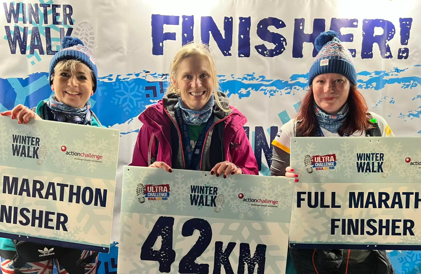 Winter Walk participants at finish area